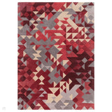 Enigma Modern Geometric 3D Shimmer Hand-Carved High-Density Heavy-Weight Hi-Low Textured Soft Wool&Viscose Red/Grey/Cream/Beige/Multicolour Rug