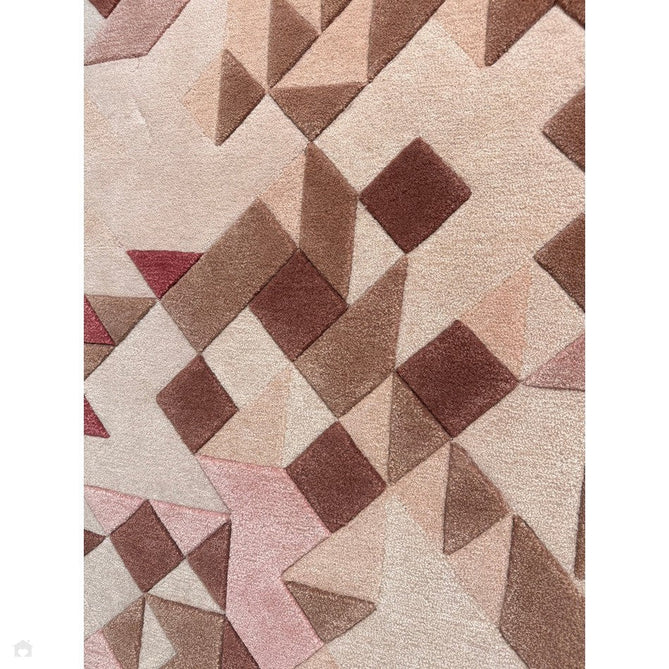 Enigma Modern Geometric 3D Shimmer Hand-Carved High-Density Heavy-Weight Hi-Low Textured Soft Wool&Viscose Rose/Multicolour Rug-Asiatic Carpets-Rug Love - The Most Loved Rug Store