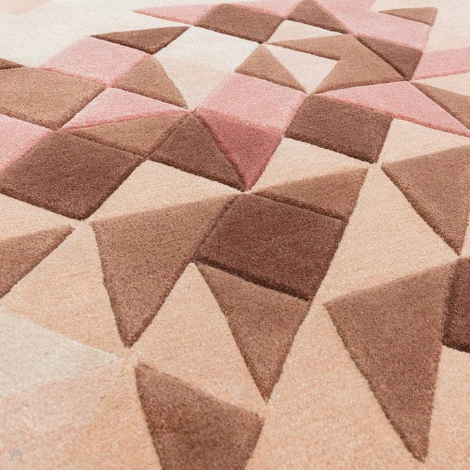 Enigma Modern Geometric 3D Shimmer Hand-Carved High-Density Heavy-Weight Hi-Low Textured Soft Wool&Viscose Rose/Multicolour Rug-Asiatic Carpets-Rug Love - The Most Loved Rug Store