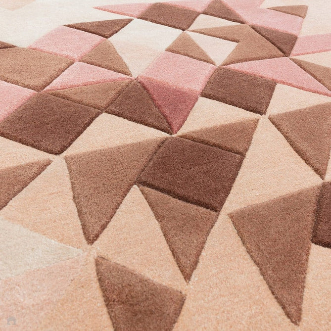 Enigma Modern Geometric 3D Shimmer Hand-Carved High-Density Heavy-Weight Hi-Low Textured Soft Wool&Viscose Rose/Multicolour Rug-Asiatic Carpets-Rug Love - The Most Loved Rug Store