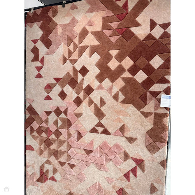 Enigma Modern Geometric 3D Shimmer Hand-Carved High-Density Heavy-Weight Hi-Low Textured Soft Wool&Viscose Rose/Multicolour Rug-Asiatic Carpets-Rug Love - The Most Loved Rug Store