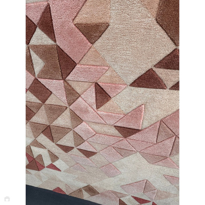 Enigma Modern Geometric 3D Shimmer Hand-Carved High-Density Heavy-Weight Hi-Low Textured Soft Wool&Viscose Rose/Multicolour Rug-Asiatic Carpets-Rug Love - The Most Loved Rug Store