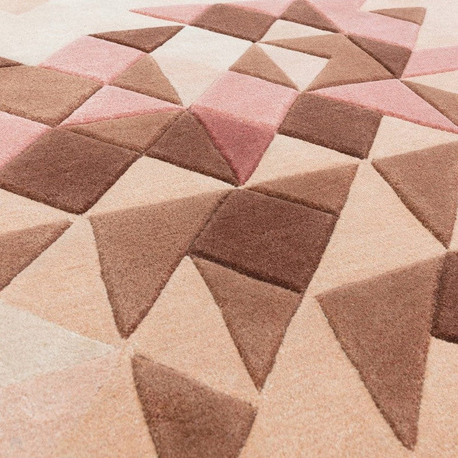 Enigma Modern Geometric 3D Shimmer Hand-Carved High-Density Heavy-Weight Hi-Low Textured Soft Wool&Viscose Rose/Multicolour Rug-Asiatic Carpets-Rug Love - The Most Loved Rug Store