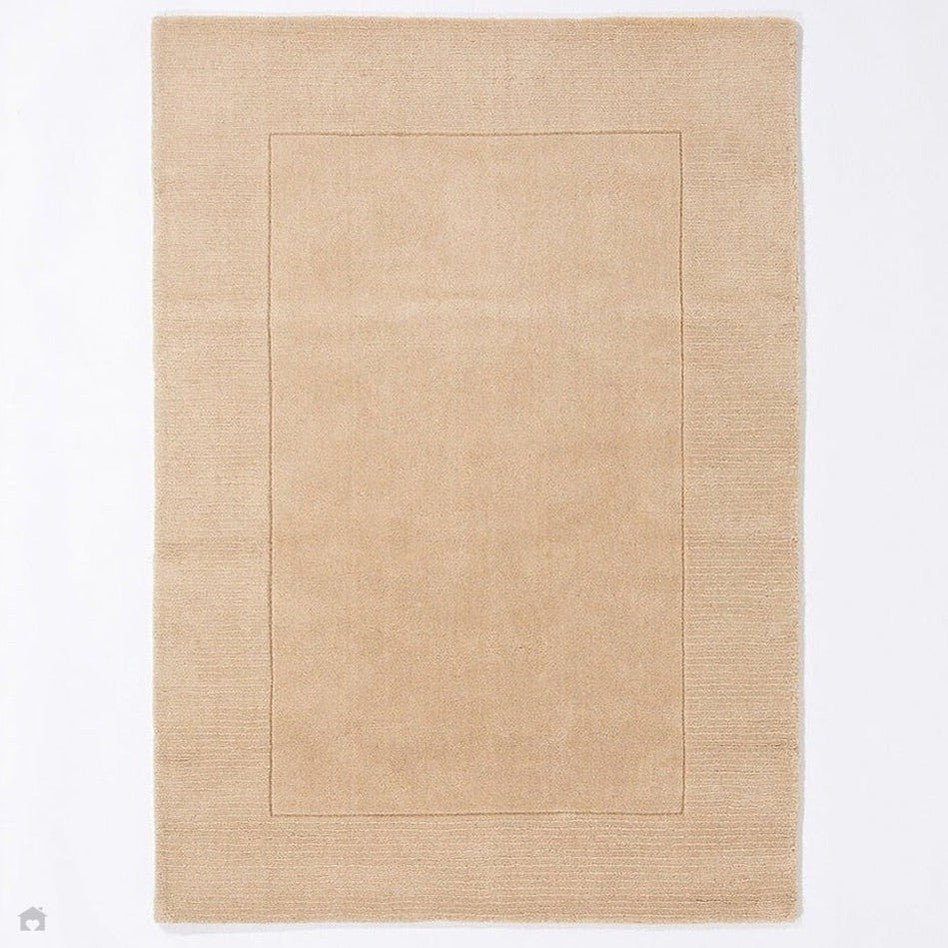 Plain Ribbed Rectangle Rug On Sale Esme Modern Plain Textured Contrast Ribbed Border Hand-Woven ...