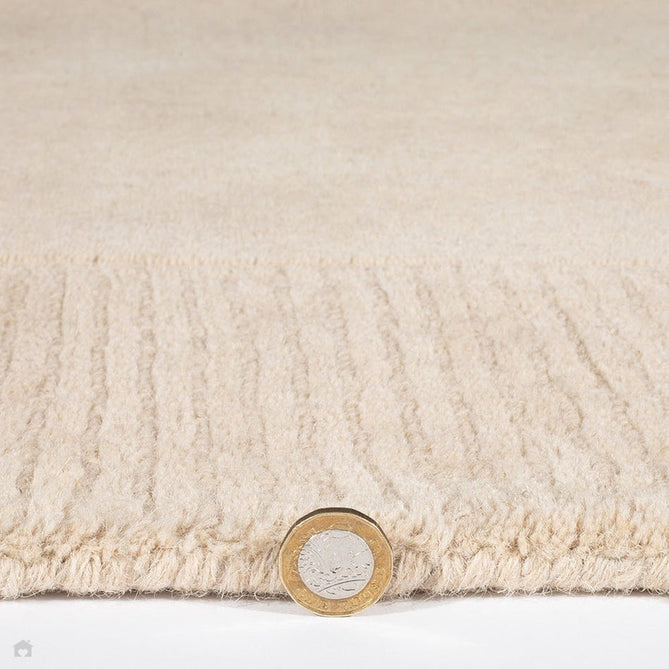 Esme Modern Plain Textured Contrast Ribbed Border Hand-Woven Wool Cream Runner-Esselle Rugs-Rug Love - The Most Loved Rug Store
