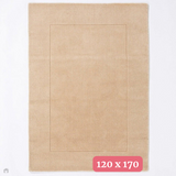 Esme Modern Plain Textured Contrast Ribbed Border Hand-Woven Wool Cream Rug 120 x 170 cm