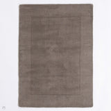 Esme Modern Plain Textured Contrast Ribbed Border Hand-Woven Wool Grey Rug