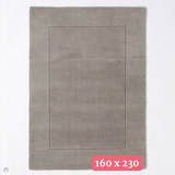 Esme Modern Plain Textured Contrast Ribbed Border Hand-Woven Wool Silver Rug 160 x 230 cm
