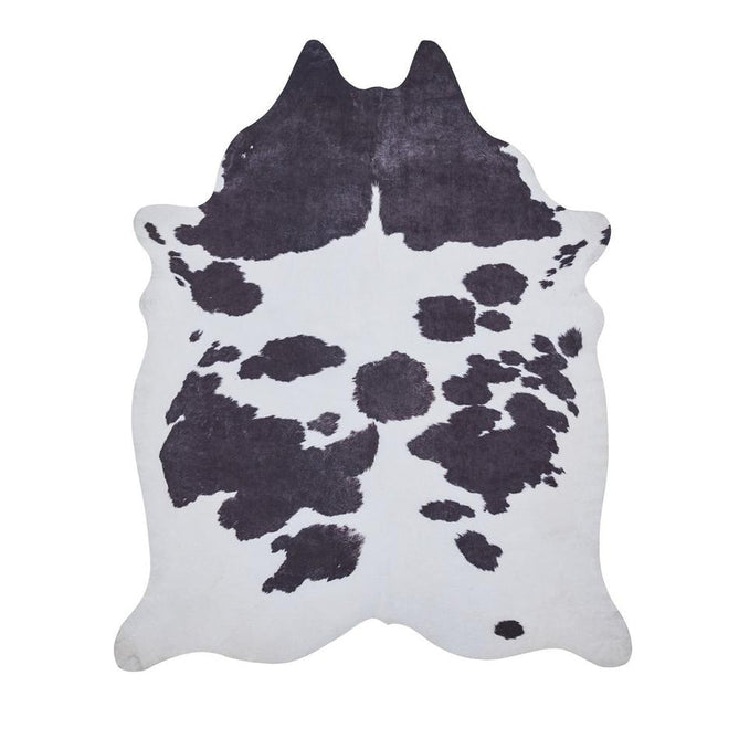Faux Cow Print Animal Skin Lightweight Printed Polyester Flatweave Black/White Rug-Think Rugs-Rug Love - The Most Loved Rug Store