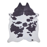 Faux Cow Print Animal Skin Printed Polyester Flatweave Black/White Rug