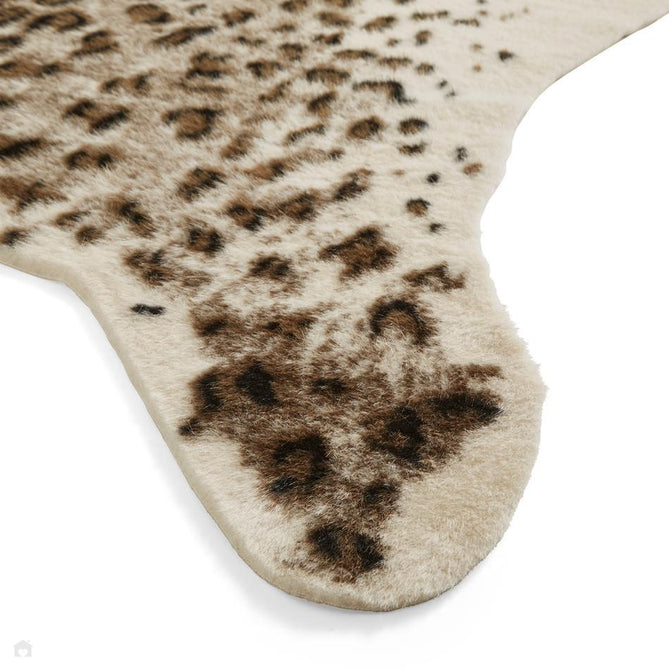 Faux Fur Leopard Print Soft White/Golden Tan/Warm Beige/Black/Chocolate Brown Rug-Think Rugs-Rug Love - The Most Loved Rug Store