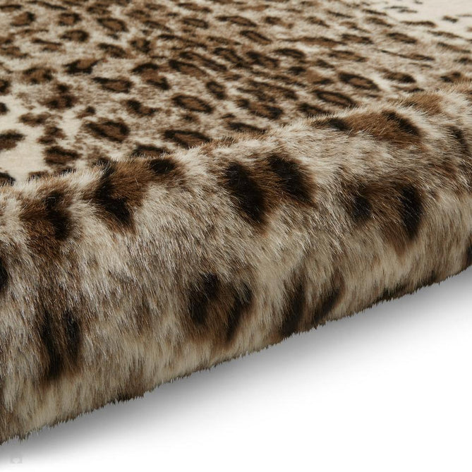 Faux Fur Leopard Print Soft White/Golden Tan/Warm Beige/Black/Chocolate Brown Rug-Think Rugs-Rug Love - The Most Loved Rug Store