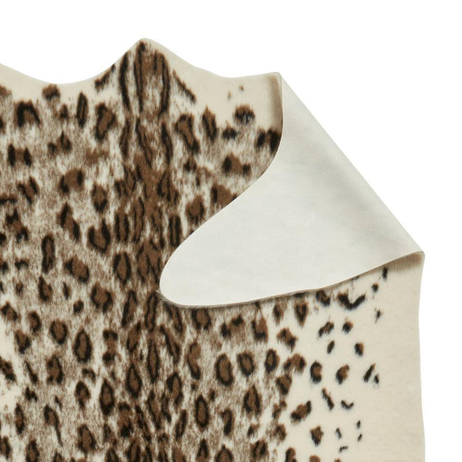 Faux Fur Leopard Print Soft White/Golden Tan/Warm Beige/Black/Chocolate Brown Rug-Think Rugs-Rug Love - The Most Loved Rug Store