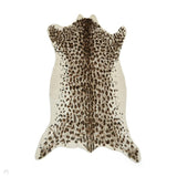 Faux Fur Leopard Print Soft White/Golden Tan/Warm Beige/Black/Chocolate Brown Rug