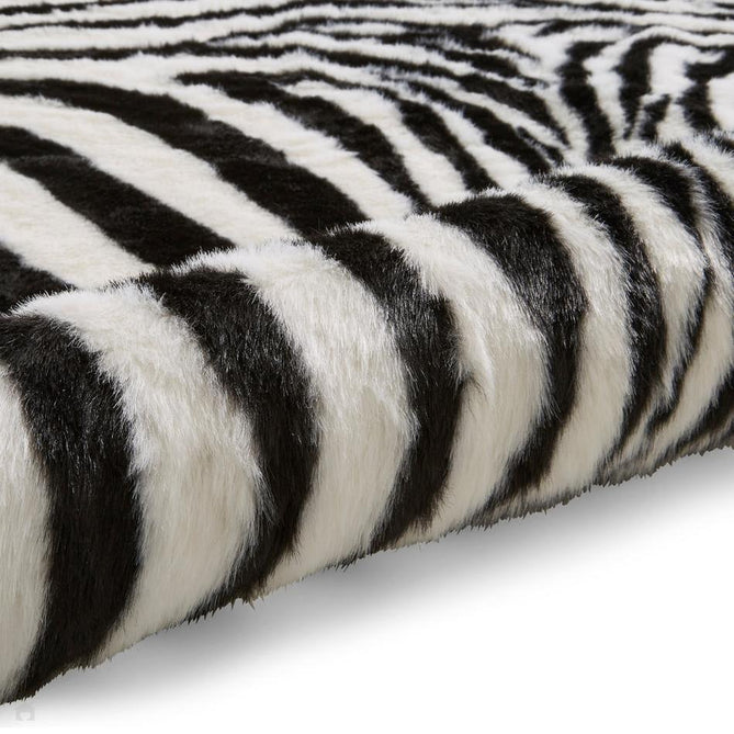 Faux Fur Zebra Print White/Black Rug-Think Rugs-Rug Love - The Most Loved Rug Store