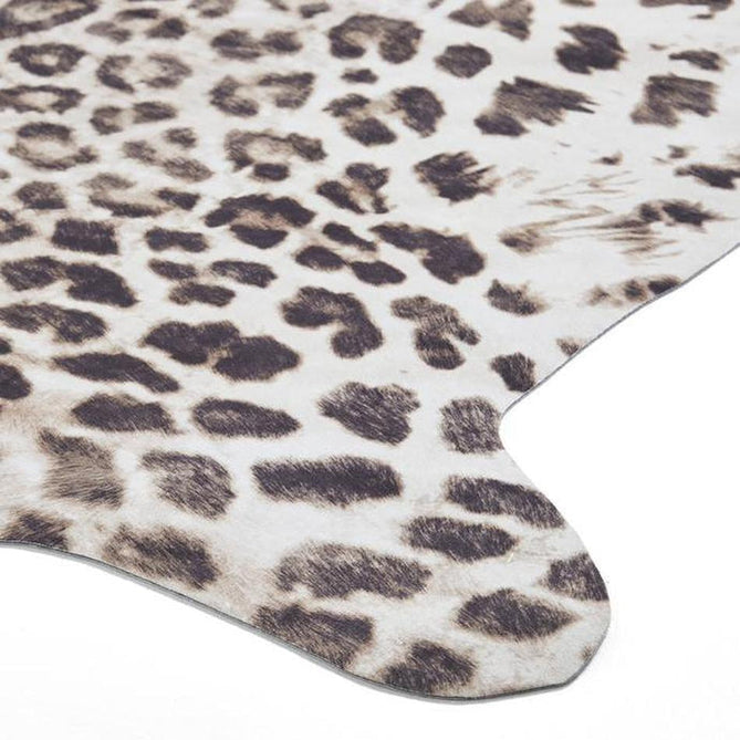 Faux Leopard Print Animal Skin Lightweight Printed Polyester Flatweave Ivory/Beige/Taupe Brown Rug 155 x 195cm-Shop Returns-Rug Love - The Most Loved Rug Store