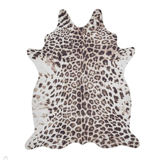 Faux Leopard Print Animal Skin Lightweight Printed Polyester Flatweave Ivory/Beige/Taupe Brown Rug 155 x 195cm-Shop Returns-Rug Love - The Most Loved Rug Store