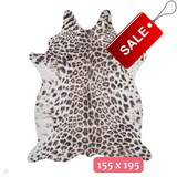 Faux Leopard Print Animal Skin Lightweight Printed Polyester Flatweave Ivory/Beige/Taupe Brown Rug 155 x 195cm
