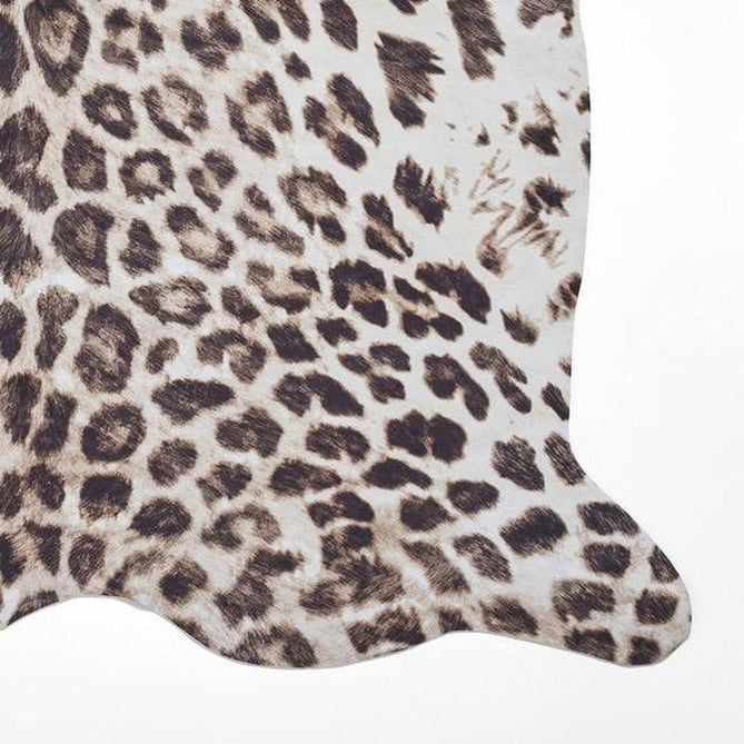 Faux Leopard Print Animal Skin Lightweight Printed Polyester Flatweave Ivory/Beige/Taupe Brown Rug-Think Rugs-Rug Love - The Most Loved Rug Store