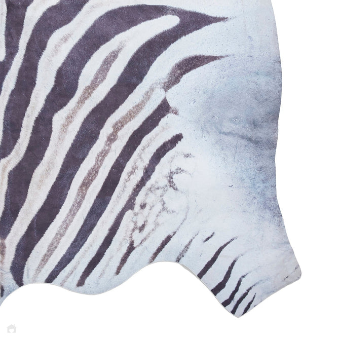 Faux Zebra Print Animal Skin Lightweight Printed Polyester Flatweave Black/White/Grey Rug-Think Rugs-Rug Love - The Most Loved Rug Store