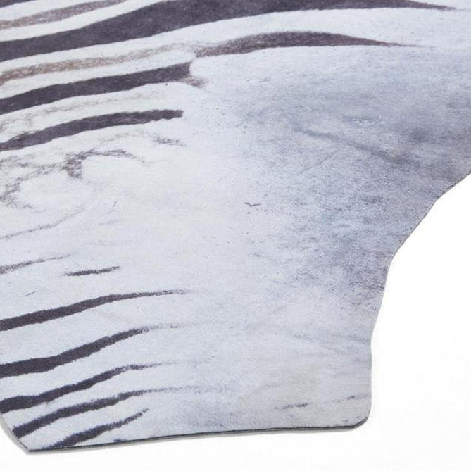 Faux Zebra Print Animal Skin Lightweight Printed Polyester Flatweave Black/White/Grey Rug-Think Rugs-Rug Love - The Most Loved Rug Store