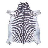 Faux Zebra Print Animal Skin Printed Polyester Flatweave Black/White Rug