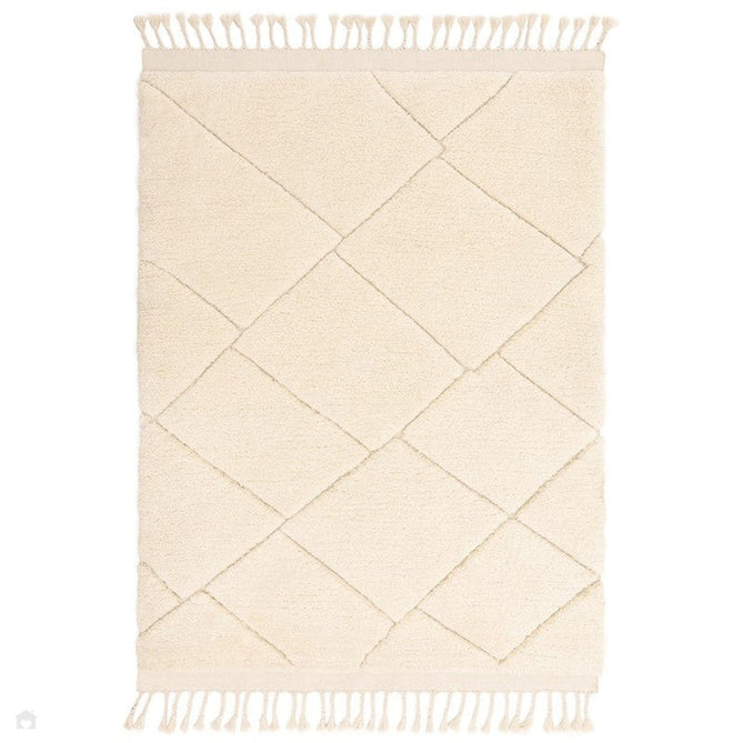 Fes FE01 Modern Plain Moroccan Berber Super-Soft Plush Hand-Carved Mid-Height Polyester Shaggy Cream/White Rug-Asiatic Carpets-Rug Love - The Most Loved Rug Store