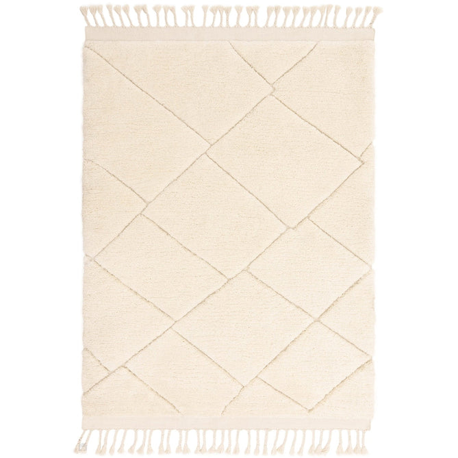 Fes FE01 Modern Plain Moroccan Berber Super-Soft Plush Hand-Carved Mid-Height Polyester Shaggy Cream/White Rug-Asiatic Carpets-Rug Love - The Most Loved Rug Store
