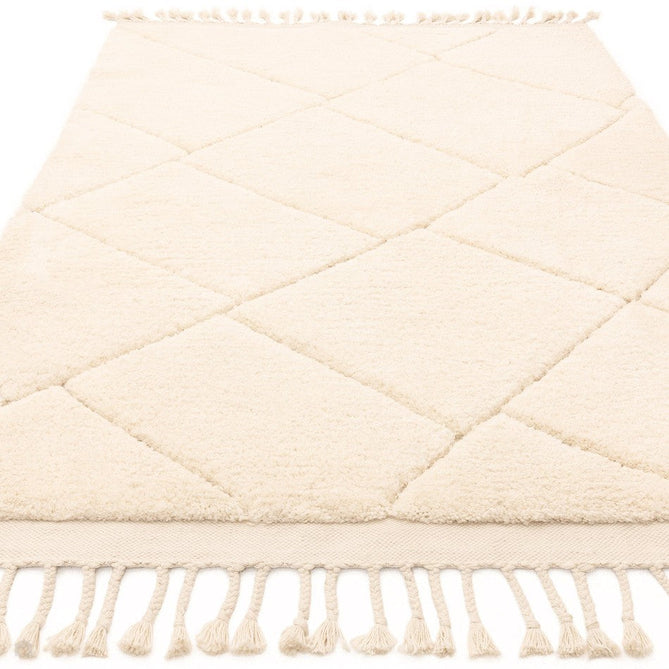 Fes FE01 Modern Plain Moroccan Berber Super-Soft Plush Hand-Carved Mid-Height Polyester Shaggy Cream/White Rug-Asiatic Carpets-Rug Love - The Most Loved Rug Store
