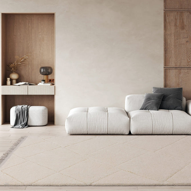 Fes FE01 Modern Plain Moroccan Berber Super-Soft Plush Hand-Carved Mid-Height Polyester Shaggy Cream/White Rug-Asiatic Carpets-Rug Love - The Most Loved Rug Store