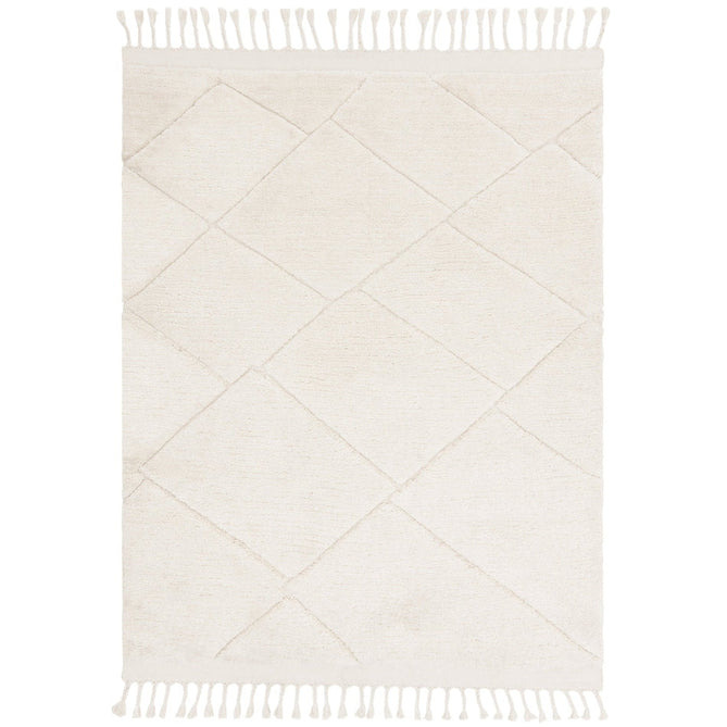 Fes FE01 Modern Plain Moroccan Berber Super-Soft Plush Hand-Carved Mid-Height Polyester Shaggy Cream/White Rug-Asiatic Carpets-Rug Love - The Most Loved Rug Store