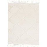 Fes FE01 Modern Plain Moroccan Berber Super-Soft Plush Hand-Carved Mid-Height Polyester Shaggy Cream/White Rug