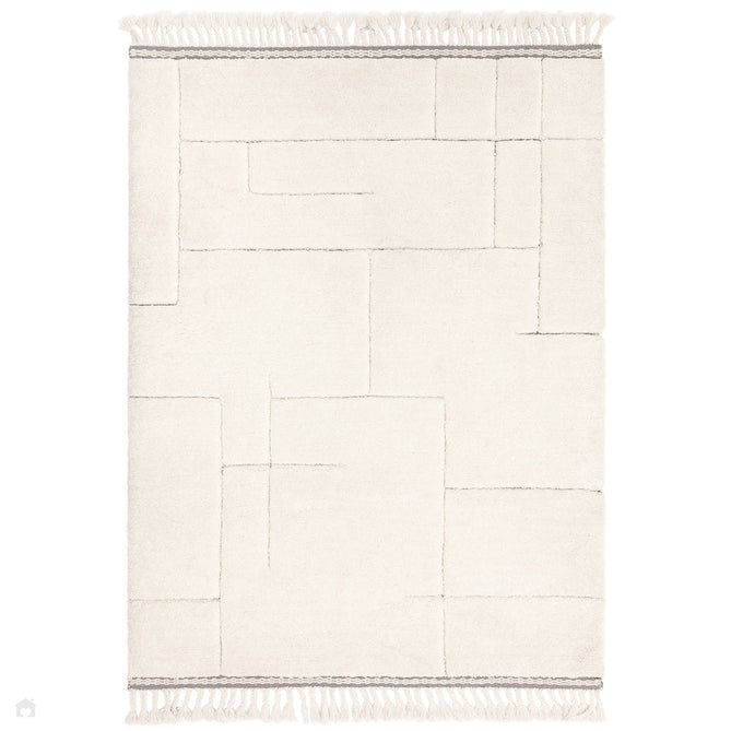 Fes FE02 Modern Plain Moroccan Berber Super-Soft Plush Hand-Carved Mid-Height Polyester Shaggy Cream/White Rug-Asiatic Carpets-Rug Love - The Most Loved Rug Store
