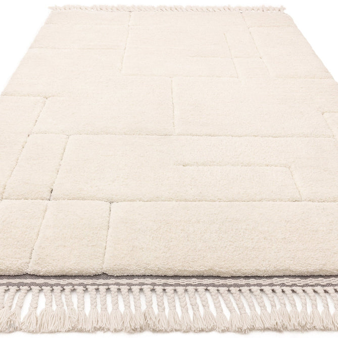 Fes FE02 Modern Plain Moroccan Berber Super-Soft Plush Hand-Carved Mid-Height Polyester Shaggy Cream/White Rug-Asiatic Carpets-Rug Love - The Most Loved Rug Store
