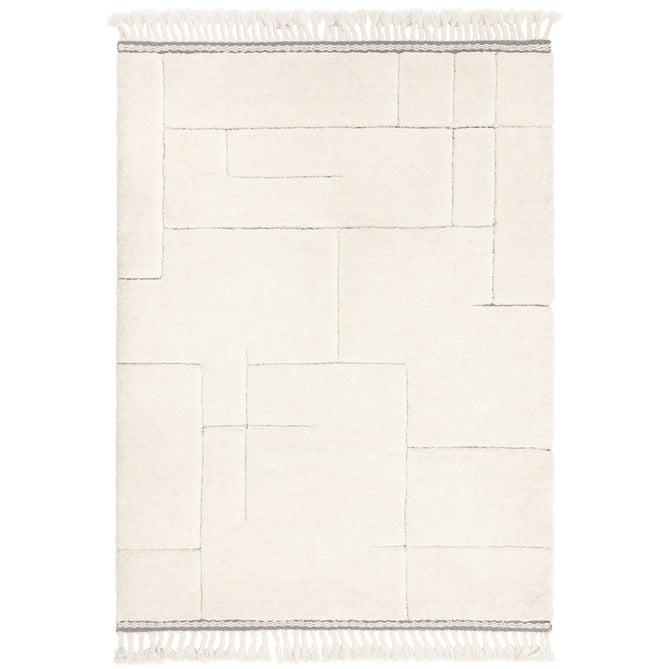 Fes FE02 Modern Plain Moroccan Berber Super-Soft Plush Hand-Carved Mid-Height Polyester Shaggy Cream/White Rug-Asiatic Carpets-Rug Love - The Most Loved Rug Store
