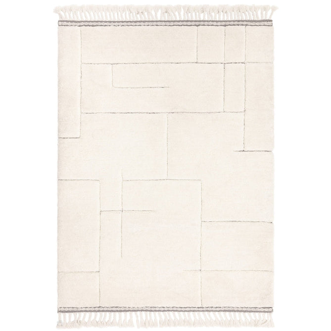 Fes FE02 Modern Plain Moroccan Berber Super-Soft Plush Hand-Carved Mid-Height Polyester Shaggy Cream/White Rug-Asiatic Carpets-Rug Love - The Most Loved Rug Store