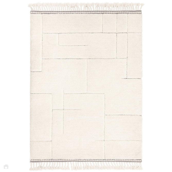 Fes FE02 Modern Plain Moroccan Berber Super-Soft Plush Hand-Carved Mid-Height Polyester Shaggy Cream/White Rug-Asiatic Carpets-Rug Love - The Most Loved Rug Store