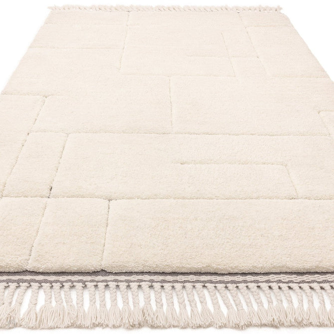Fes FE02 Modern Plain Moroccan Berber Super-Soft Plush Hand-Carved Mid-Height Polyester Shaggy Cream/White Rug-Asiatic Carpets-Rug Love - The Most Loved Rug Store