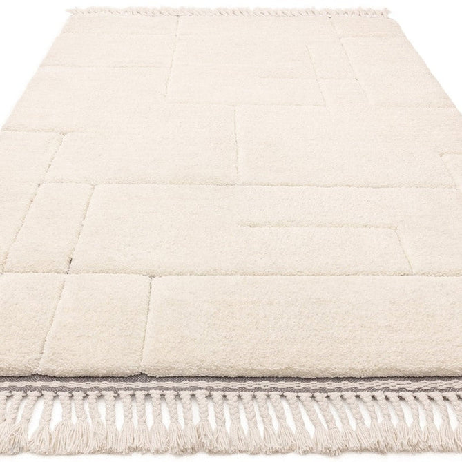 Fes FE02 Modern Plain Moroccan Berber Super-Soft Plush Hand-Carved Mid-Height Polyester Shaggy Cream/White Rug-Asiatic Carpets-Rug Love - The Most Loved Rug Store