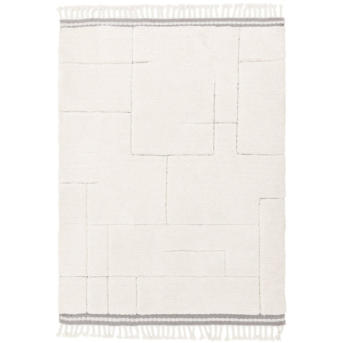 Fes FE02 Modern Plain Moroccan Berber Super-Soft Plush Hand-Carved Mid-Height Polyester Shaggy Cream/White Rug-Asiatic Carpets-Rug Love - The Most Loved Rug Store