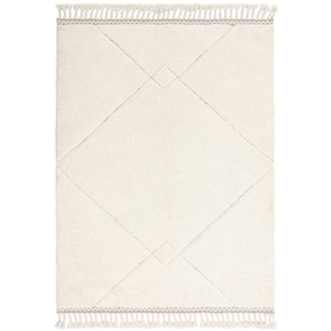 Fes FE03 Modern Plain Moroccan Berber Super-Soft Plush Hand-Carved Mid-Height Polyester Shaggy Cream/White Rug-Asiatic Carpets-Rug Love - The Most Loved Rug Store