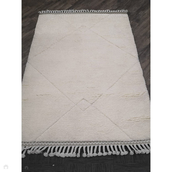 Fes FE03 Modern Plain Moroccan Berber Super-Soft Plush Hand-Carved Mid-Height Polyester Shaggy Cream/White Rug-Asiatic Carpets-Rug Love - The Most Loved Rug Store