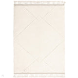 Fes FE03 Modern Plain Moroccan Berber Super-Soft Plush Hand-Carved Mid-Height Polyester Shaggy Cream/White Rug