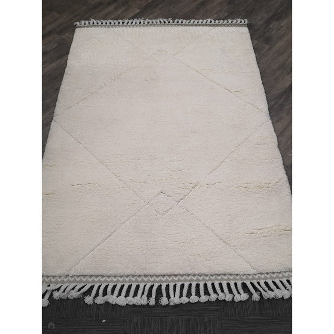 Fes FE03 Moroccan Berber Soft Plush Hand-Carved Boho Cream/White Rug 160 x 230cm-Shop Returns-Rug Love - The Most Loved Rug Store
