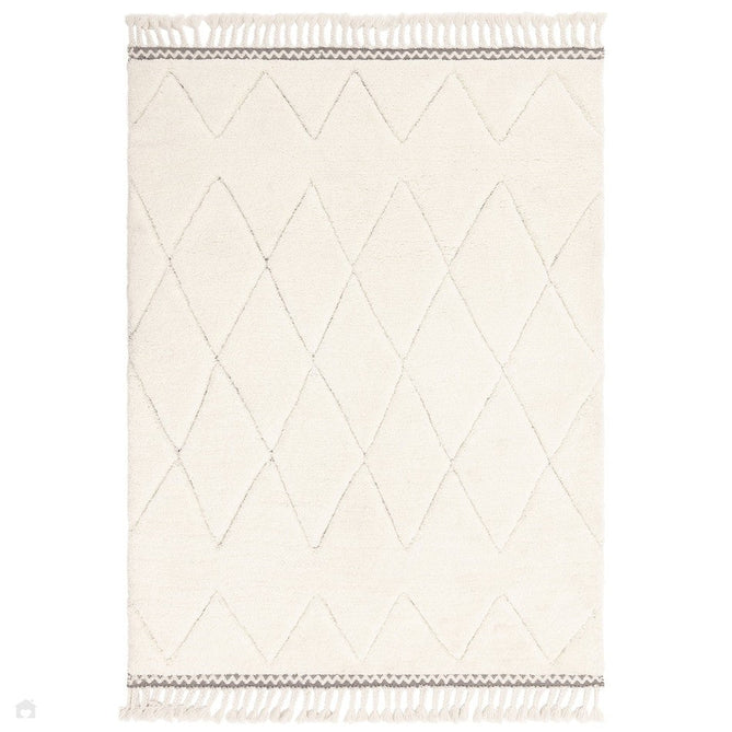 Fes FE05 Modern Plain Moroccan Berber Super-Soft Plush Hand-Carved Mid-Height Polyester Shaggy Cream/White Rug-Asiatic Carpets-Rug Love - The Most Loved Rug Store