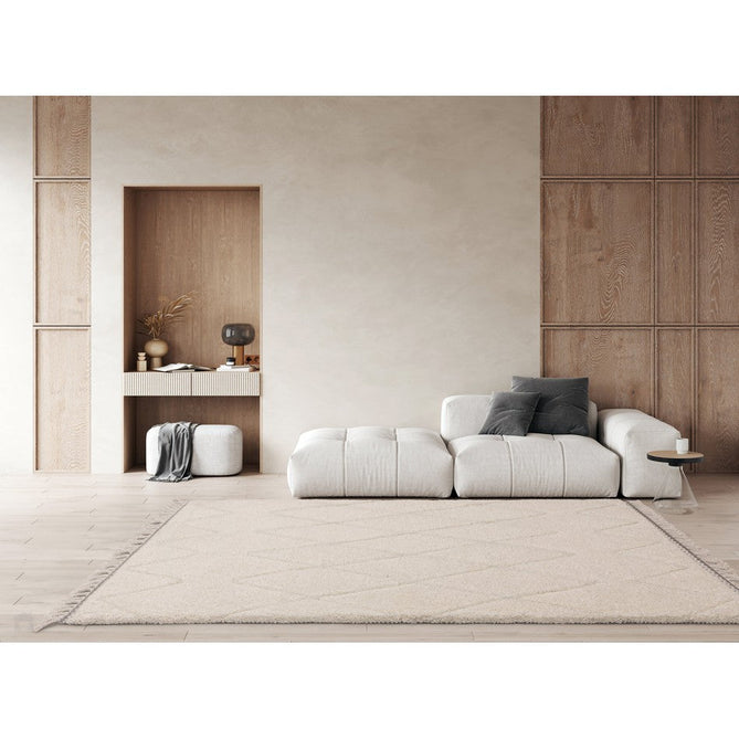 Fes FE05 Modern Plain Moroccan Berber Super-Soft Plush Hand-Carved Mid-Height Polyester Shaggy Cream/White Rug-Asiatic Carpets-Rug Love - The Most Loved Rug Store