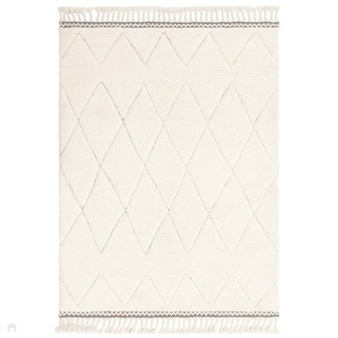 Fes FE05 Modern Plain Moroccan Berber Super-Soft Plush Hand-Carved Mid-Height Polyester Shaggy Cream/White Rug-Asiatic Carpets-Rug Love - The Most Loved Rug Store