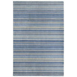 Fine Stripes Modern Stripe Hand-Woven Wool Blue/Beige Rug