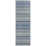 Fine Stripes Modern Stripe Hand-Woven Wool Blue/Beige Runner