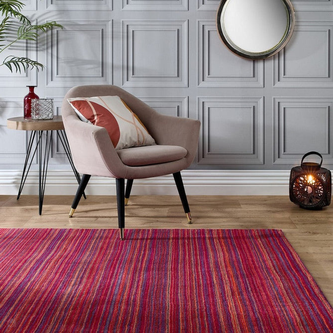 Fine Stripes Modern Stripe Hand-Woven Wool Magenta Pink/Plum Purple Rug-Origins-Rug Love - The Most Loved Rug Store